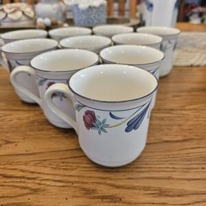 Lenox Poppies on Blue Mugs Set Of 10 Vintage